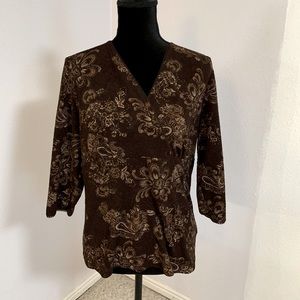 Womens Stretchy Surplice Top, Petite Size L